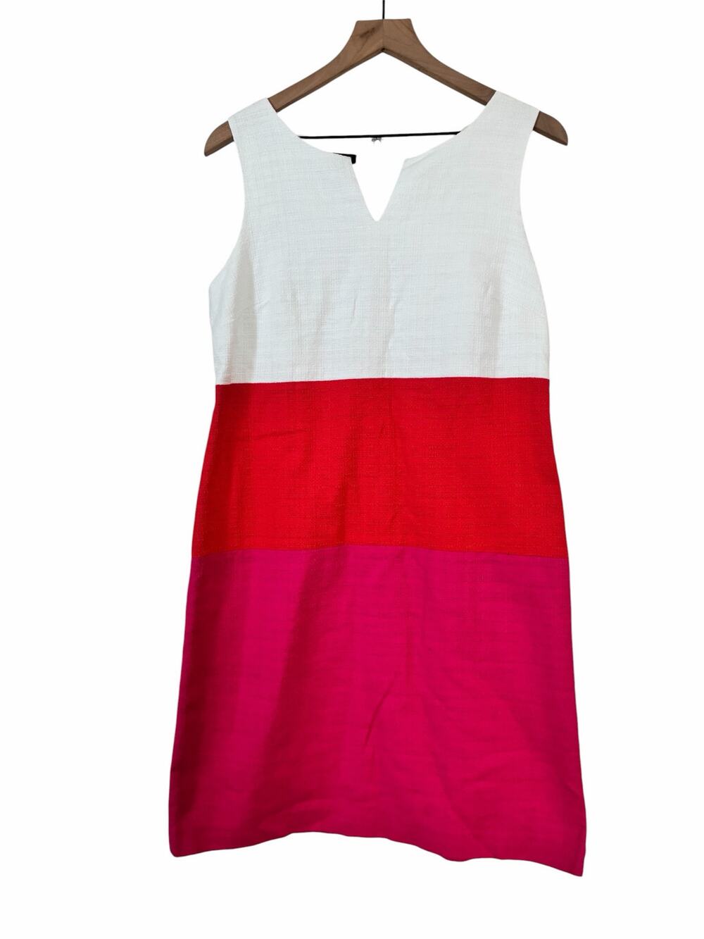 Talbots Red White Pink Colorblock Sleeveless Career Sheath Dress Size 8P Petite